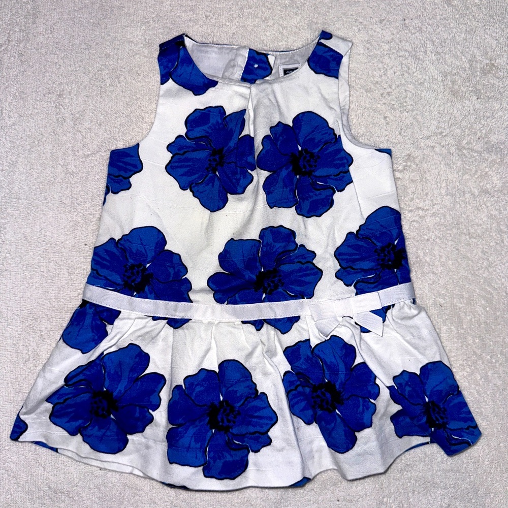 JANIE AND JACK BLUE AND WHITE FLORAL DRESS (Size: 3-6M)
